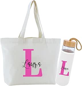 Pack bolso + botella + neceser - Personalizado con Inicial y Nombre