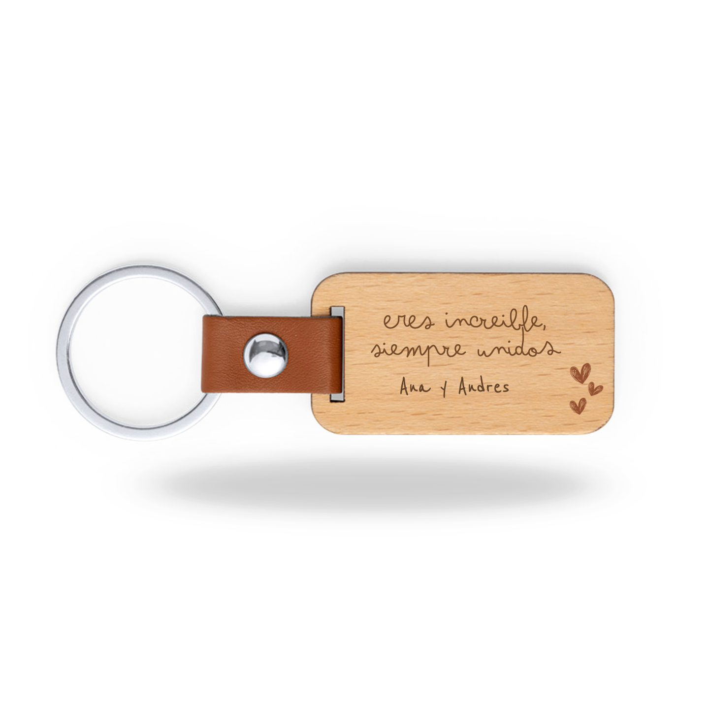 Llavero de madera - Personalizado con dedicatoria y nombres