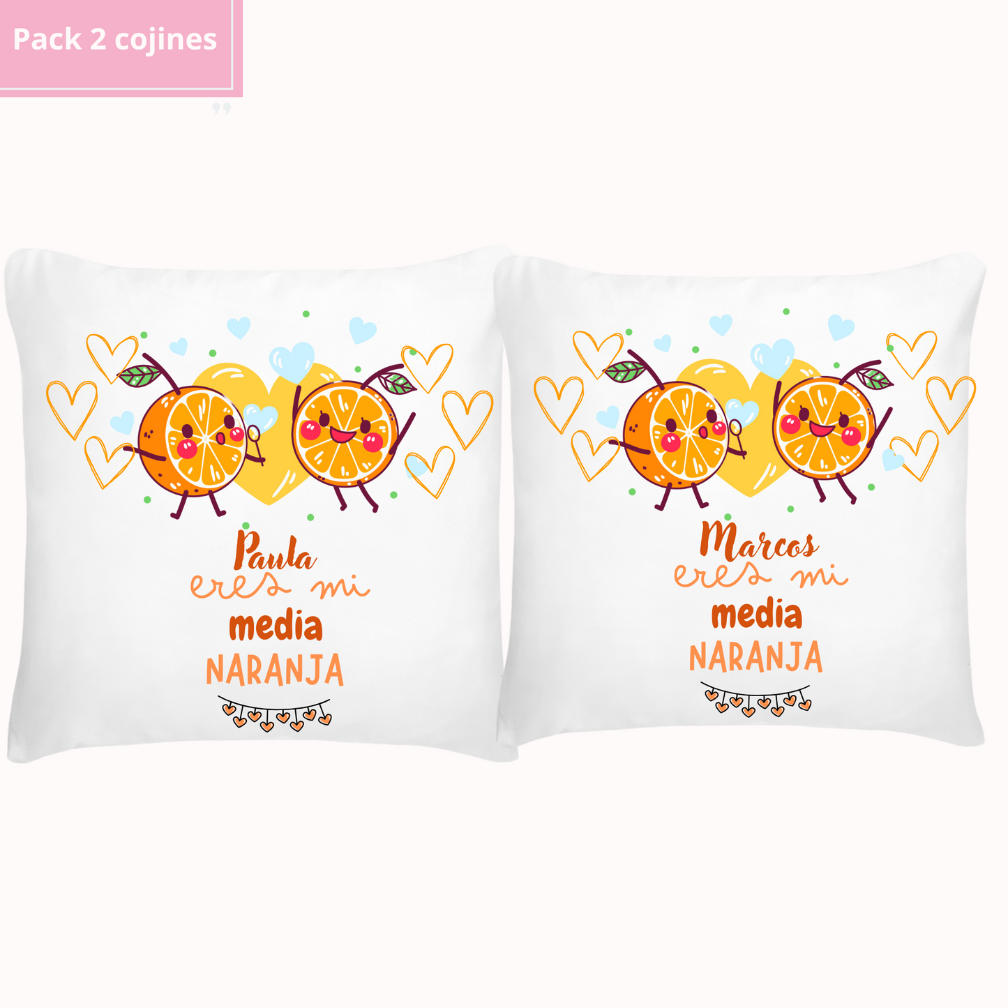 Pack 2 cojines - Personalizado Naranjas