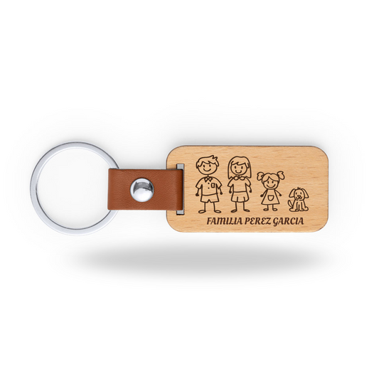 Llavero de madera Familia - Monigotes personalizados